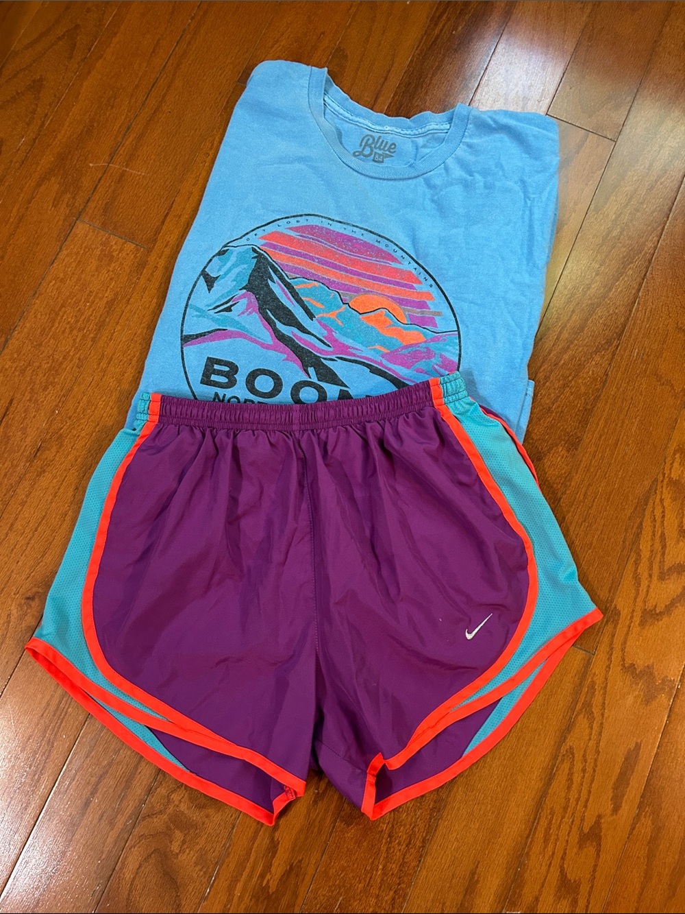 Nike Purple and Aqua Running Shorts